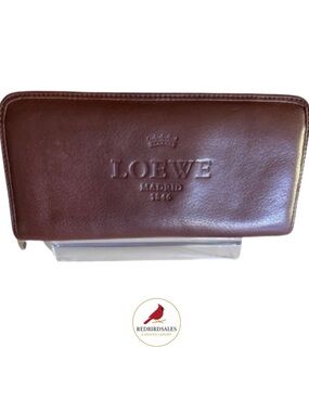 LOEWE RARE MADRID BROWN LEATHER LONG WALLET AUTHENTIC